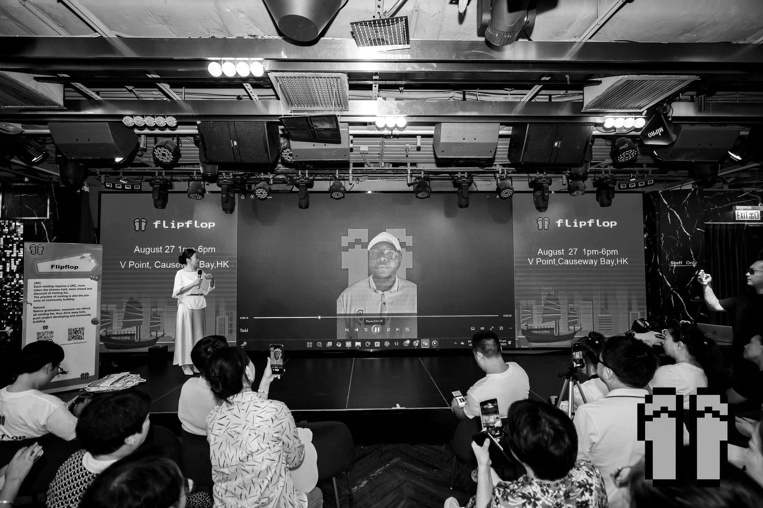 A FlipFlop event stage and audience in Hong Kong